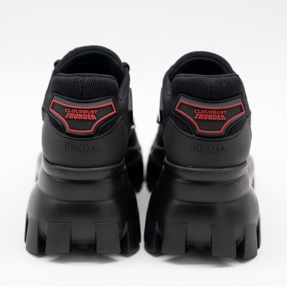 size 41eu 11 US Prada Cloudbust Thunder Mid Top Sneakers Black Wedge - Picture 5 of 12